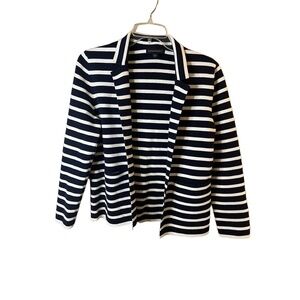 Banana Republic Navy White Open Front Striped Notched Blazer Jacket Size Small 8